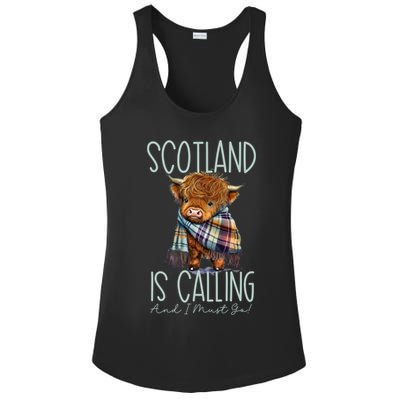 Scotland Is Calling And I Must Go! Highland Cow Gift Ladies PosiCharge Competitor Racerback Tank