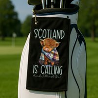 Scotland Is Calling And I Must Go! Highland Cow Gift Golf Towel