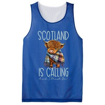 Scotland Is Calling And I Must Go! Highland Cow Gift Mesh Reversible Basketball Jersey Tank