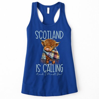 Scotland Is Calling And I Must Go! Highland Cow Gift Womens Tank Top