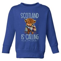 Scotland Is Calling And I Must Go! Highland Cow Gift Toddler Sweatshirt