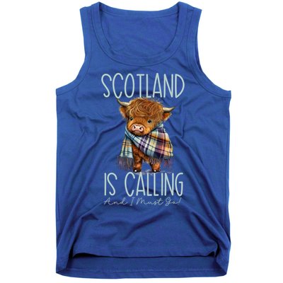 Scotland Is Calling And I Must Go! Highland Cow Gift Tank Top