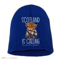 Scotland Is Calling And I Must Go! Highland Cow Gift Short Acrylic Beanie