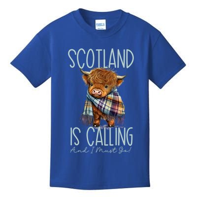 Scotland Is Calling And I Must Go! Highland Cow Gift Kids T-Shirt