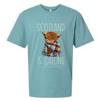Scotland Is Calling And I Must Go! Highland Cow Gift Sueded Cloud Jersey T-Shirt