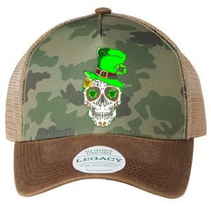 Sugar Irish Clover Skull St Patricks Day Legacy Tie Dye Trucker Hat