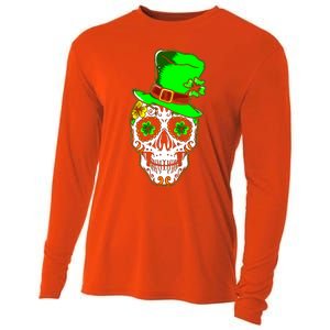 Sugar Irish Clover Skull St Patricks Day Cooling Performance Long Sleeve Crew