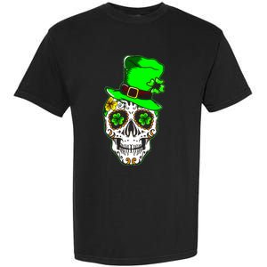 Sugar Irish Clover Skull St Patricks Day Garment-Dyed Heavyweight T-Shirt