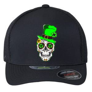 Sugar Irish Clover Skull St Patricks Day Flexfit Unipanel Trucker Cap