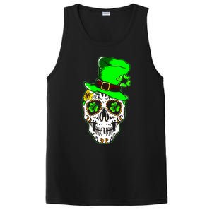 Sugar Irish Clover Skull St Patricks Day PosiCharge Competitor Tank