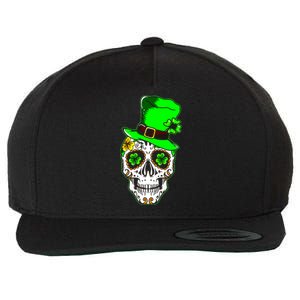 Sugar Irish Clover Skull St Patricks Day Wool Snapback Cap