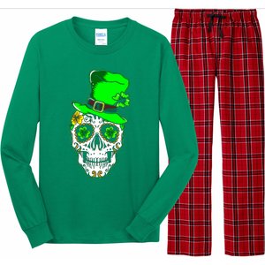 Sugar Irish Clover Skull St Patricks Day Long Sleeve Pajama Set