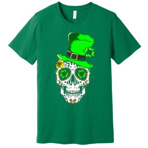 Sugar Irish Clover Skull St Patricks Day Premium T-Shirt