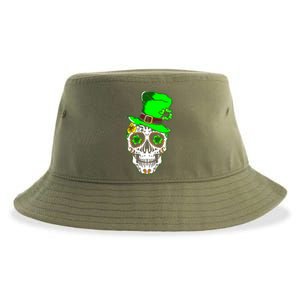 Sugar Irish Clover Skull St Patricks Day Sustainable Bucket Hat