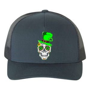 Sugar Irish Clover Skull St Patricks Day Yupoong Adult 5-Panel Trucker Hat