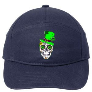 Sugar Irish Clover Skull St Patricks Day 7-Panel Snapback Hat