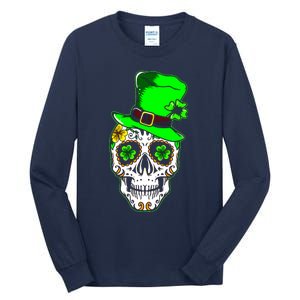 Sugar Irish Clover Skull St Patricks Day Tall Long Sleeve T-Shirt