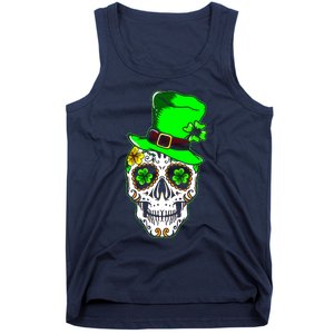 Sugar Irish Clover Skull St Patricks Day Tank Top