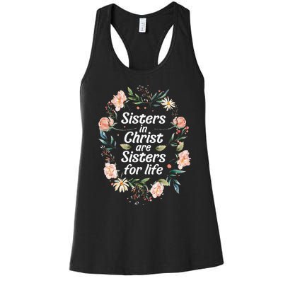 sisters in christ for life cute faithful Women's Racerback Tank