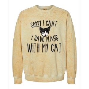 Sorry I Cant I Have Plans With My Cat Gift Colorblast Crewneck Sweatshirt