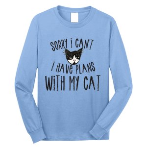 Sorry I Cant I Have Plans With My Cat Gift Long Sleeve Shirt