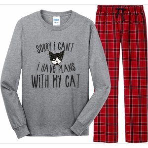 Sorry I Cant I Have Plans With My Cat Gift Long Sleeve Pajama Set