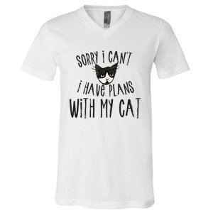 Sorry I Cant I Have Plans With My Cat Gift V-Neck T-Shirt