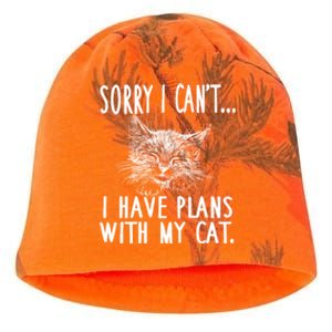 Sorry I Can't I Have Plans With My Cat Cute Cat Gift Kati - Camo Knit Beanie