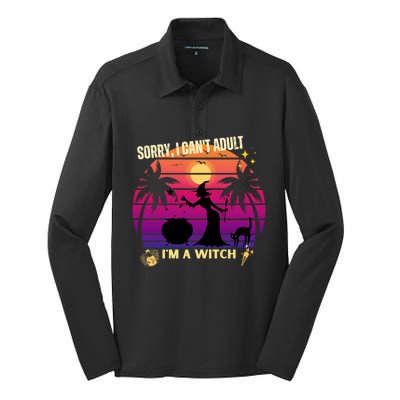 Sorry I Cant Adult I Am A Witch Cool Gift Silk Touch Performance Long Sleeve Polo