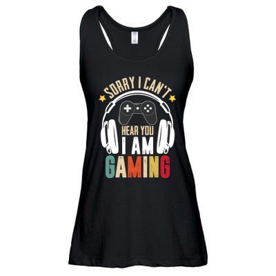 Sorry I CanT Hear You IM Gaming Funny Vintage Gaming Ladies Essential Flowy Tank