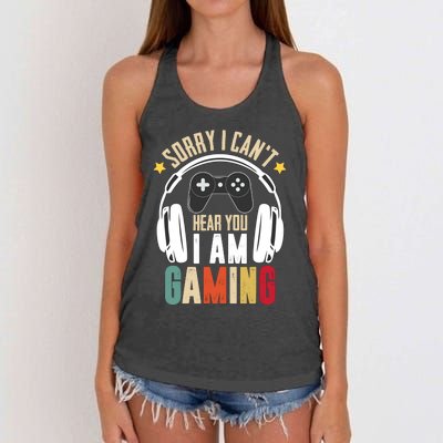 Sorry I CanT Hear You IM Gaming Funny Vintage Gaming Women's Knotted Racerback Tank