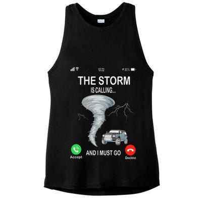 Storm Is Calling Funny Meteorologist Chasing Storm Chaser Ladies PosiCharge Tri-Blend Wicking Tank