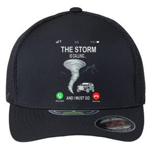 Storm Is Calling Funny Meteorologist Chasing Storm Chaser Flexfit Unipanel Trucker Cap