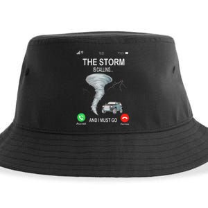 Storm Is Calling Funny Meteorologist Chasing Storm Chaser Sustainable Bucket Hat