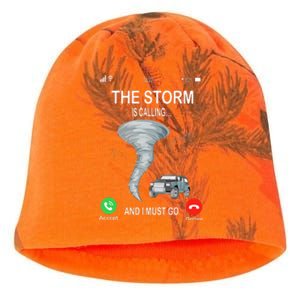 Storm Is Calling Funny Meteorologist Chasing Storm Chaser Kati - Camo Knit Beanie