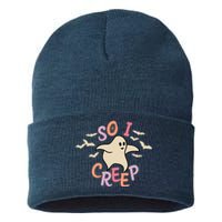 So I Creep Retro Halloween Spooky Vibes Trick Or Treat Ghost Sustainable Knit Beanie