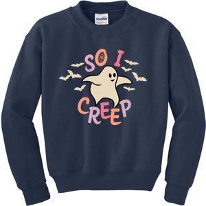 So I Creep Retro Halloween Spooky Vibes Trick Or Treat Ghost Kids Sweatshirt