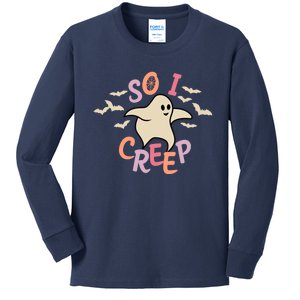 So I Creep Retro Halloween Spooky Vibes Trick Or Treat Ghost Kids Long Sleeve Shirt