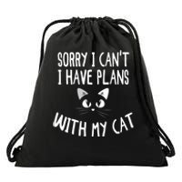 Sorry I CanT I Have Plans With My Cat Lovers Funny Cat Drawstring Bag