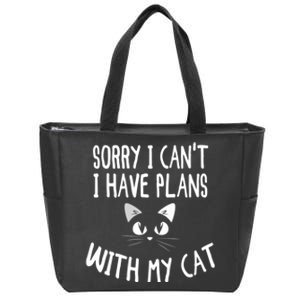 Sorry I CanT I Have Plans With My Cat Lovers Funny Cat Zip Tote Bag