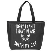 Sorry I CanT I Have Plans With My Cat Lovers Funny Cat Zip Tote Bag