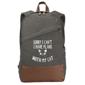 Sorry I CanT I Have Plans With My Cat Lovers Funny Cat Cotton Canvas Backpack