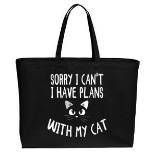 Sorry I CanT I Have Plans With My Cat Lovers Funny Cat Cotton Canvas Jumbo Tote