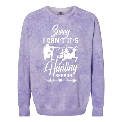 Sorry I CanT ItS Hunting Season With Deer Graphic Colorblast Crewneck Sweatshirt