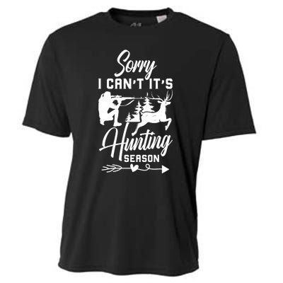 Sorry I CanT ItS Hunting Season With Deer Graphic Cooling Performance Crew T-Shirt