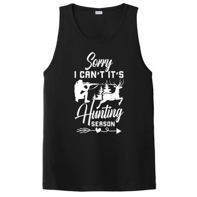 Sorry I CanT ItS Hunting Season With Deer Graphic PosiCharge Competitor Tank