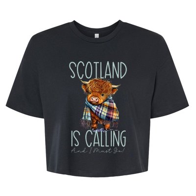 Scotland Is Calling And I Must Go! Highland Cow Bella+Canvas Jersey Crop Tee