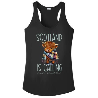 Scotland Is Calling And I Must Go! Highland Cow Ladies PosiCharge Competitor Racerback Tank