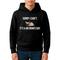 Sorry I Can't Today It's A No Bones Day Cute Pug Kids Hoodie