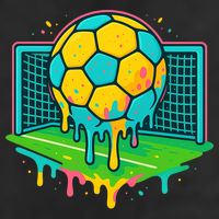 Soccer Ice Cream Drip 7 Panel Mesh Trucker Snapback Hat